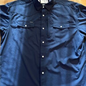 Men's Navy Blue Casual Button Down Shirt
